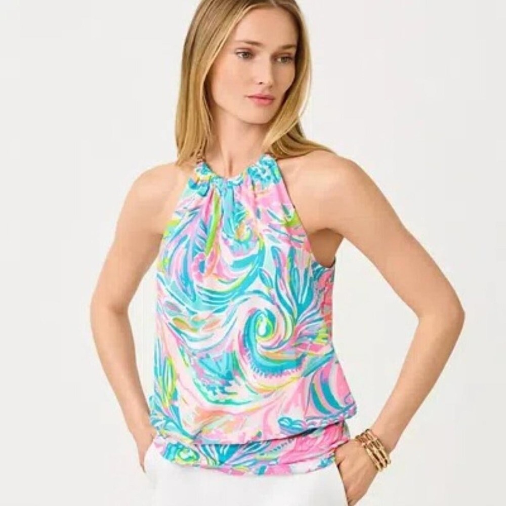 NWT Lily Pulitzer Bowen Halter Top Carnivale Coral - Size XS